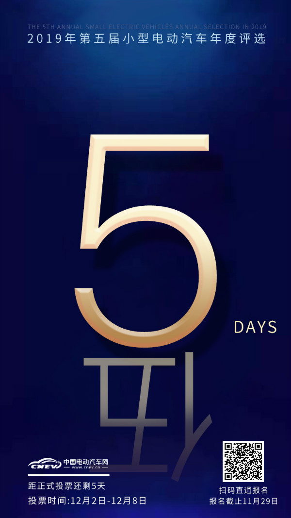 【倒计时】距2019第五届小型电动汽车年度评选正式投票，还有5天！